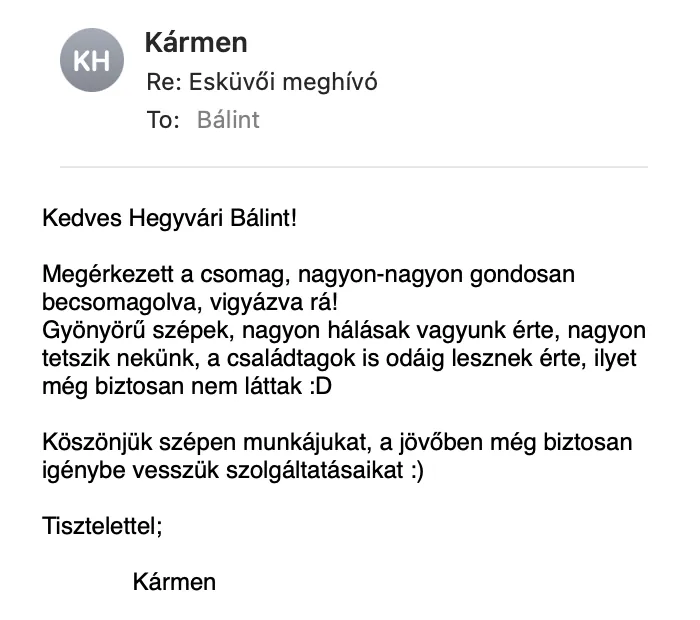 Ügyfél-visszajelzés képernyőképe (1)