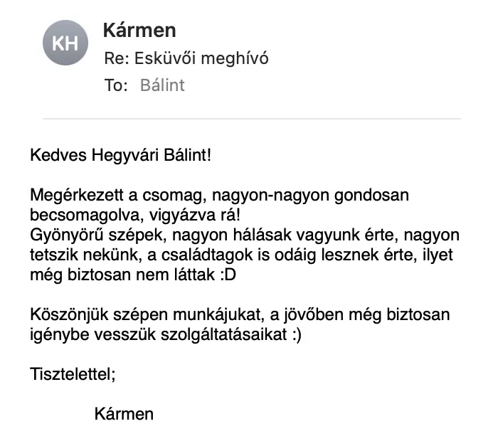 Ügyfél-visszajelzés képernyőképe (1)